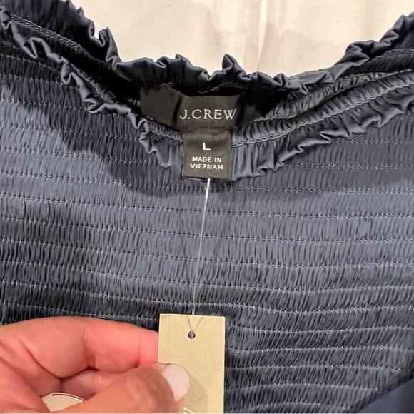 J.Crew Squareneck Smocked Featherweight Satin Top - Large - Picture 8 of 8